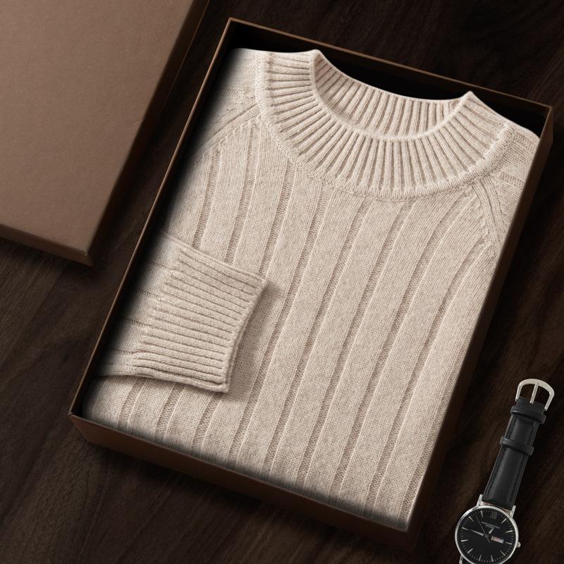 New seven-needle double-strand thickened cashmere shirt semi-turtleneck knitted loose thick sweater