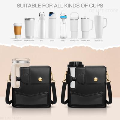 Kožená taška na nosič lahve na vodu Pro Stanley Cup 40 oz Venkovní taška na termohrnek Držák na láhev s vodou Dámská crossbody Pro termohrnek