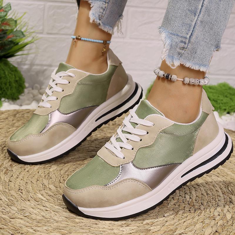 Fashion 2025 Women's Sneakers Mix Color Platform Sports Shoes Women Comfortable Lace-Up Causla Shoes Woman Fashion Non Slip Tennis Shoes