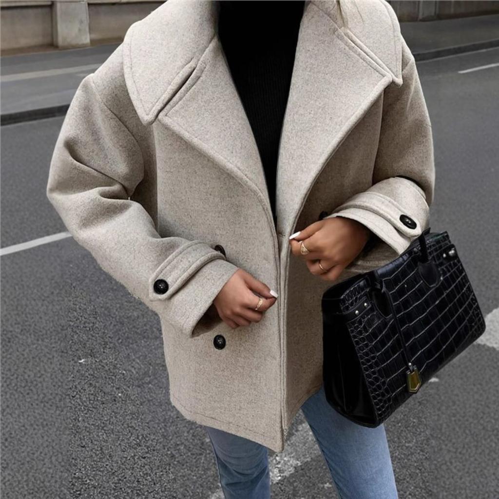 Women's Autumn Winter Wool Blazer Coat, Loose Short Versatile Woolen Outerwear For Women, European American Style Women's Fashion Coat