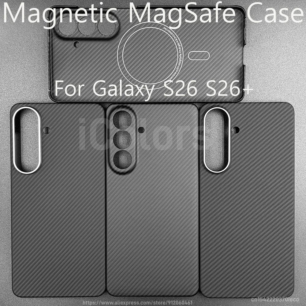For Samsung Galaxy S26 Plus Magnetic Magsafe Case with Carbon Fiber Aramid Cover Ultra Slim Protective Cover Aramid Fiber Woven