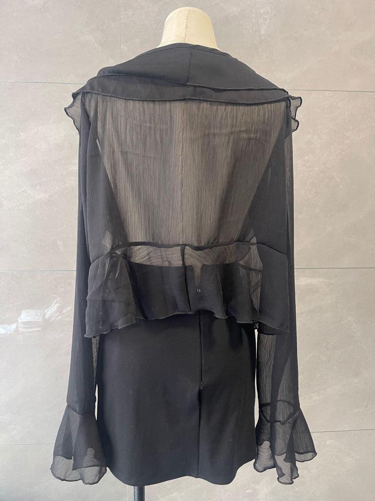 French V-Neck Ruffle Chiffon Blouse - Women's Summer Sun Protection Cardigan