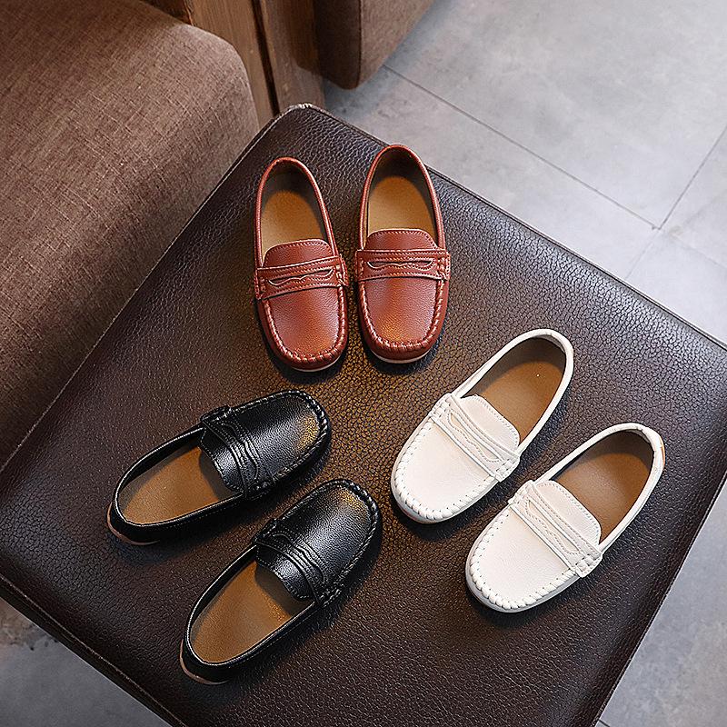 Chaussures de pois de printemps et d'automne Enfants Filles Garçons Mode Chaussures en cuir PU Semelle souple Antidérapantes Chaussures simples Chaussures d'étudiant