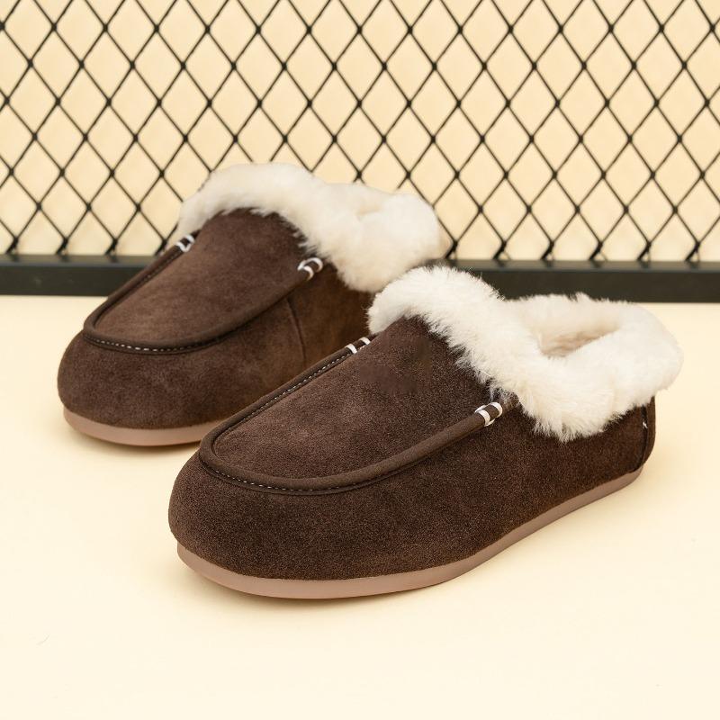 

Leather cotton shoes, velvet shoes, women s winter bag head and half slippers, wearing a pair of warm lazy shoes 40