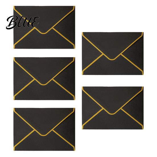 Hot Stamping Invitation Covers 5Pcs Western Style Envelopes with Gold Foil Trim, Offset Paper Formal Business Stationery for Wedding, Greeting Cards,
