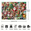 A charming Christmas polyester background cloth featuring Santa Claus, snowmen and elves - the perfect party decoration