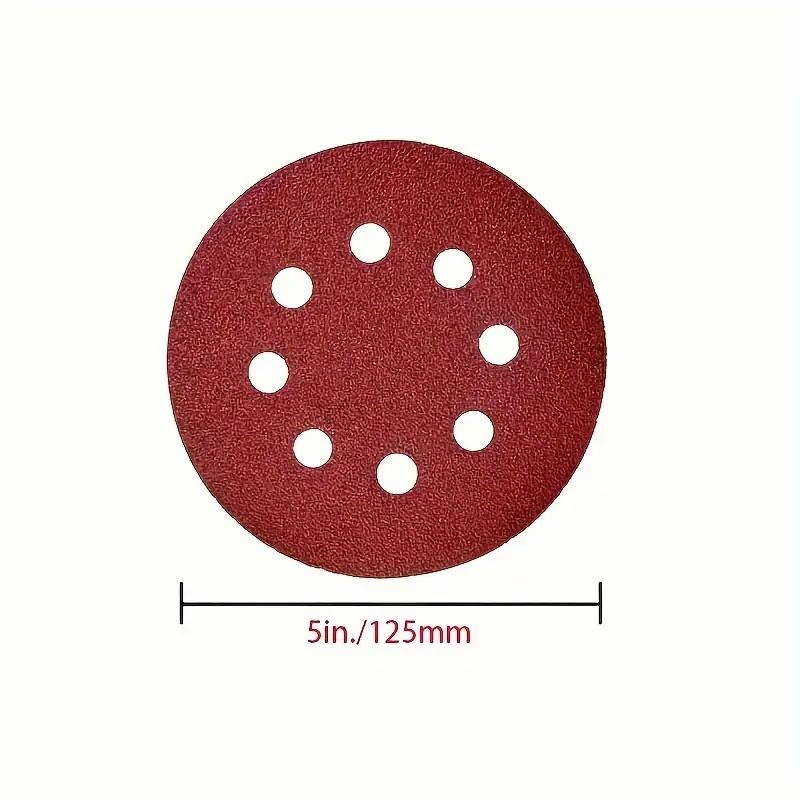 100Pcs 5-inch 8-hole sandpaper sheet, 60 120 240 400 600 800 1000 1200 1500 2000 sandpaper, round sandpaper machine sandpaper