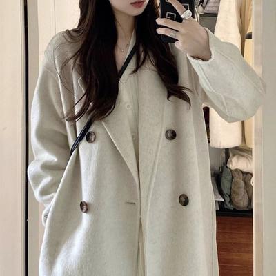 Women's Autumn and Winter New Korean Version Loose Double-breasted Fashion Coat Coat