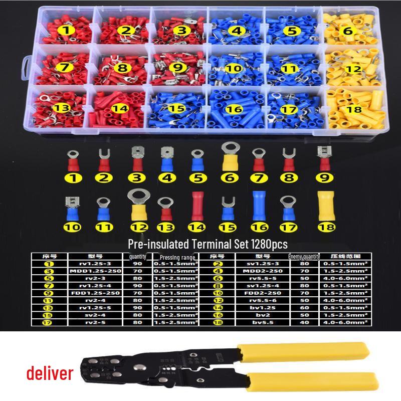 

1280Pcs Pre-insulated Electrical Terminal Kit