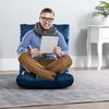 Armchair Guest Mattress Floor Chair, Adjustable Backrest, Velour Look, 55 cm x 71 cm x 53.5 cm, Blue