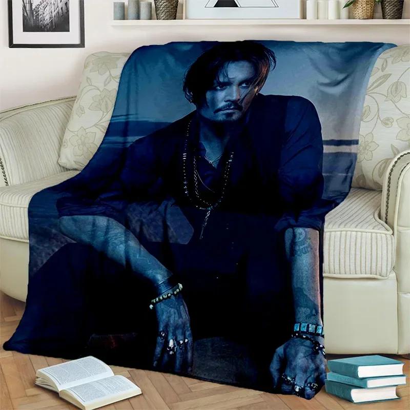 Deka série 3D tisku Johnny Depp, Měkká přehozová deka pro domácnost Ložnici Postel Pohovku Piknik Cestování Kancelář Krycí deka na odpočinek Děti