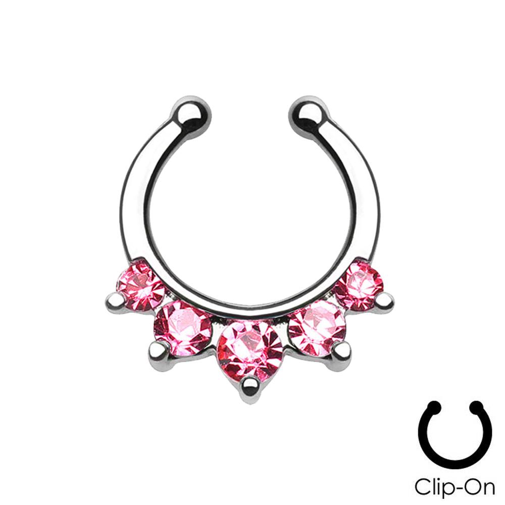 16g Steel Gold CZ Septum Fake Piercing Mix Styles Falso Septum Nose Rings Clickers Men Body Jewelry Piercing Nariz Daith Helix