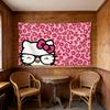 Sanrio Hello Kitty Pink Leopard Tapestry Glasses Cartoon Wall Hanging Home Cafe Decor Hello Kitty Fan Gift Flat Print