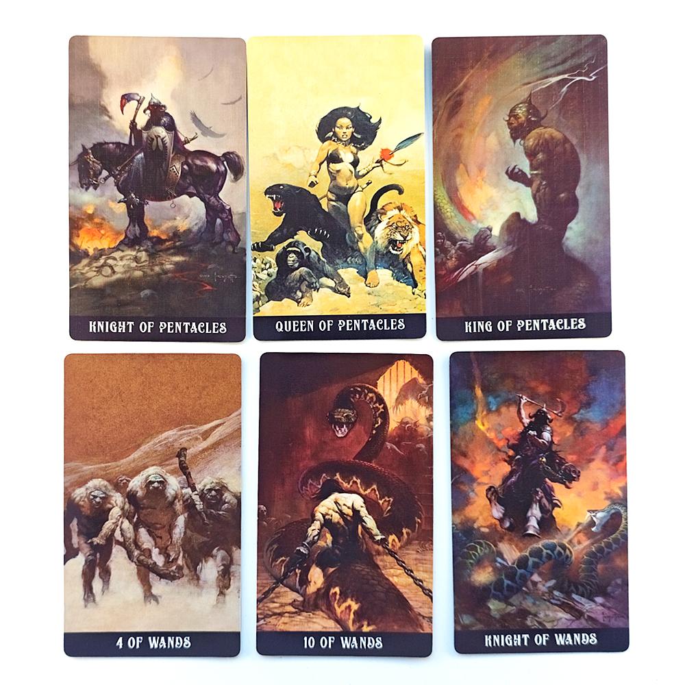 12*7cm Frazetta Fantasy Tarot In Rigid Box 80 Pcs Cards Dedicated To Frank Frazetta Printed On 350GSM Double-embossed Cardstock