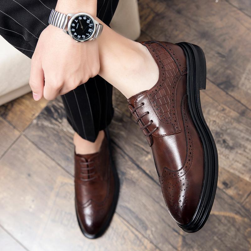 Fashion Mens Soft Leather Versatile Wedding Business Dating Mens Casual Shoes Brand Oxford Shoes for Men's Comfort Platform Casual Shoes