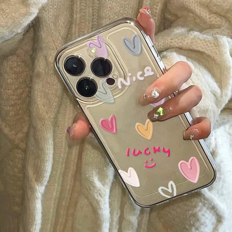 Simple Color Love Is Suitable for iPhone17promax Space Phone Case Apple 16 Transparent 14/15 Niche