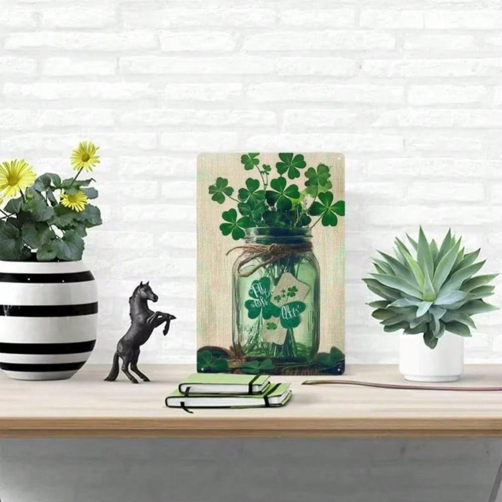 Green Clover Metal Wall Poster Holiday Decor Gift