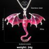 Dripping oil cartoon dragon color necklace European and American fashion animal stainless steel lanyard