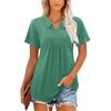 Womens Summer Tops Casual Ruffle Short Sleeve Crewneck Loose Pleated T Shirts