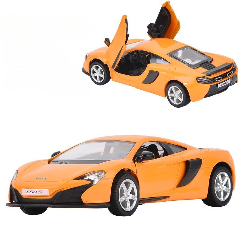 

1:36 RMZ city McLaren P650S Alloy Car Model Return Door Metal Sports Car Model Cake ornament оранжевый