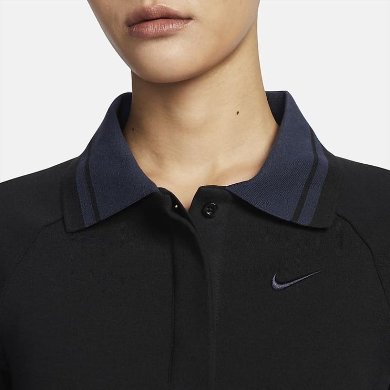 Nike Sportswear Collection Color Block Short Sleeve Polo Shirt Women Tops Black FN1881-010