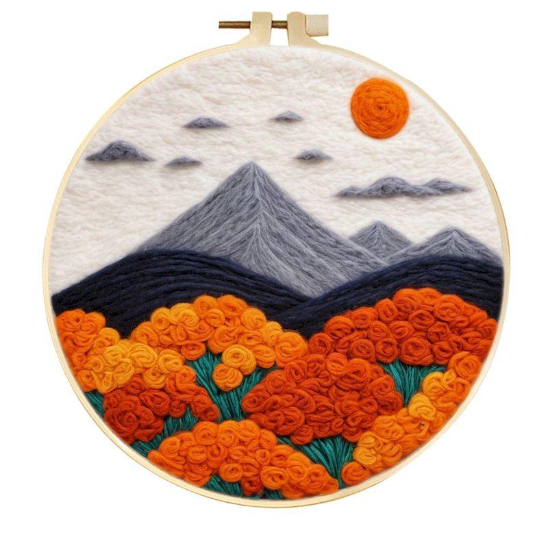 CHENISTORY DIY Wool Needle Felting Kit Creative Felt Landscape Picture Creative Felting Painting Handmade For Beginners Set