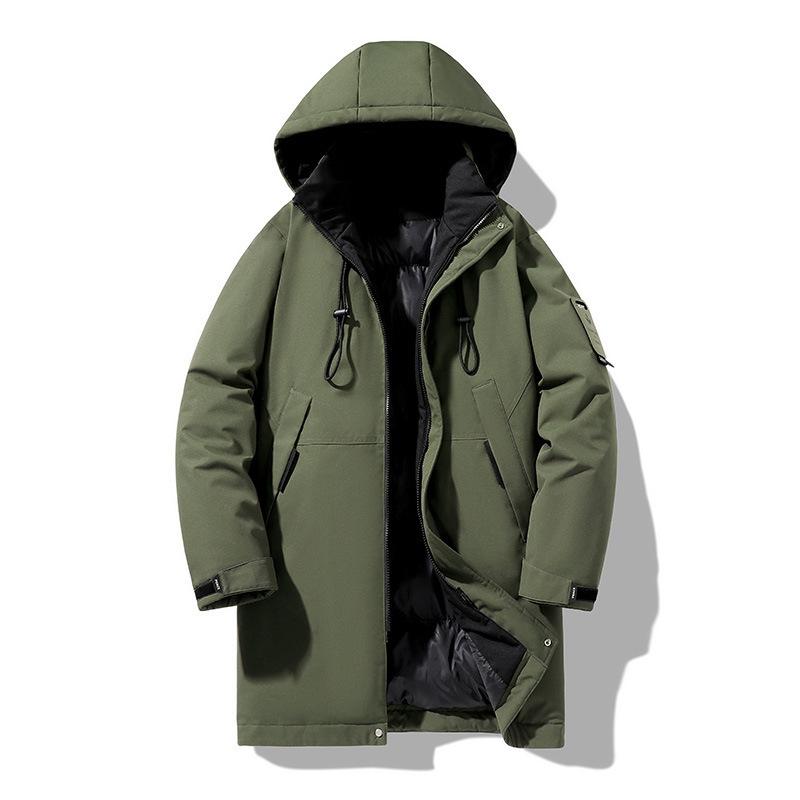 

Мужская повседневная хлопковая куртка с капюшоном однотонная зимняя на каждый день 3XL армия зеленый