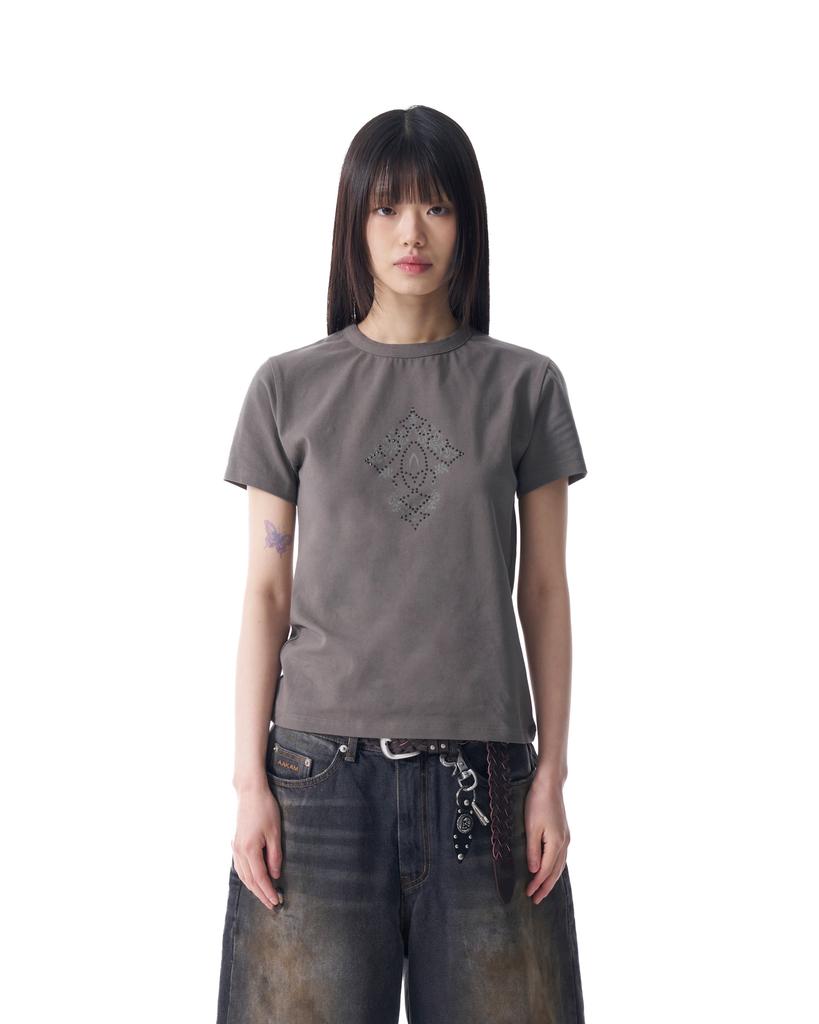 AAKAM Studded Cros2 Half Top (Khaki)