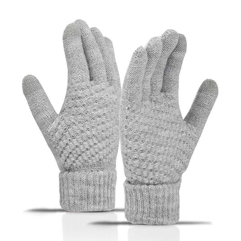 Women's Winter Velvet-Lined Touchscreen Knit Gloves - Cute, Thick, Korean Style, Cold-Proof