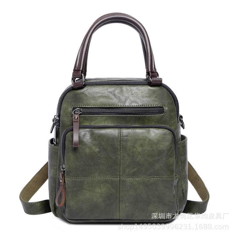 Women's Backpack Multifunctional and Fashionable, Paired with Genuine Leather Shoulder Bag, Diagonally Crossed, Hand-held, Retro Single Shoulder