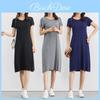 Sommerliches Modal-Kleid in Übergröße mit kurzen Ärmeln und langem T-Shirt-Design für mühelosen Stil