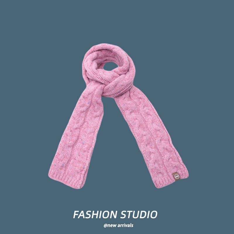 Solid color new knitted fashion versatile scarf autumn and winter wool warm and cold neck protection personalized scarf advanced texture