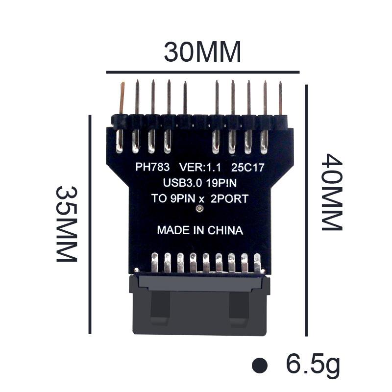 USB 3.0 19PIN To USB 2.0 9PIN Header Splitter Adapter Wear Resist Conversion Adapter for Water Cooling Fan Speed Measurement