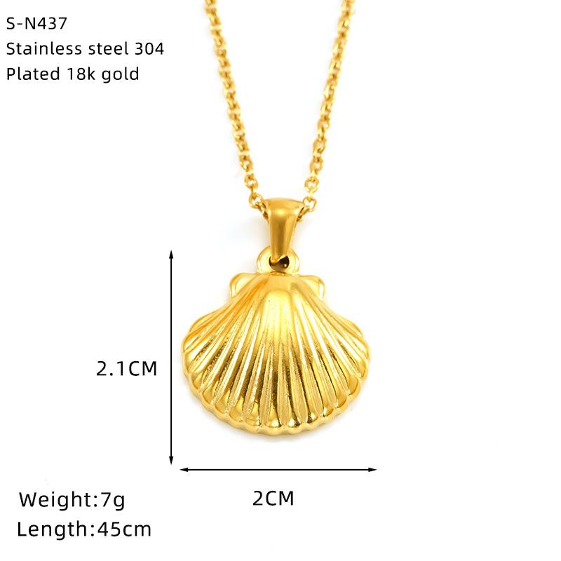Simple Love Key Necklace Female Shell Starfish Necklace Trend Titanium Steel Collarbone Chain