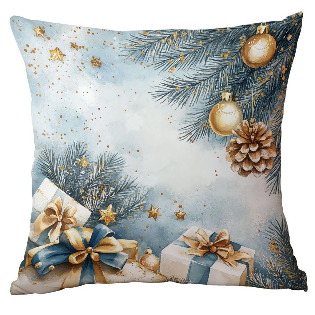 Neuer Weihnachts-Kissenbezug Zuhause Weihnachtsdekoration Kissen Blau Weihnachtskugeln Kiefer Schnee Szene
