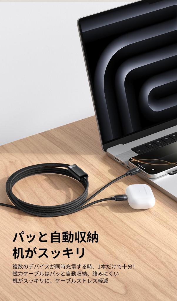 Mcdodo Magnetic Fast Charging to C 100W Fast PD Data Magnetic Automatic Tangle LED Aluminum Alloy Durable Nylon Braided Compatible with and Other