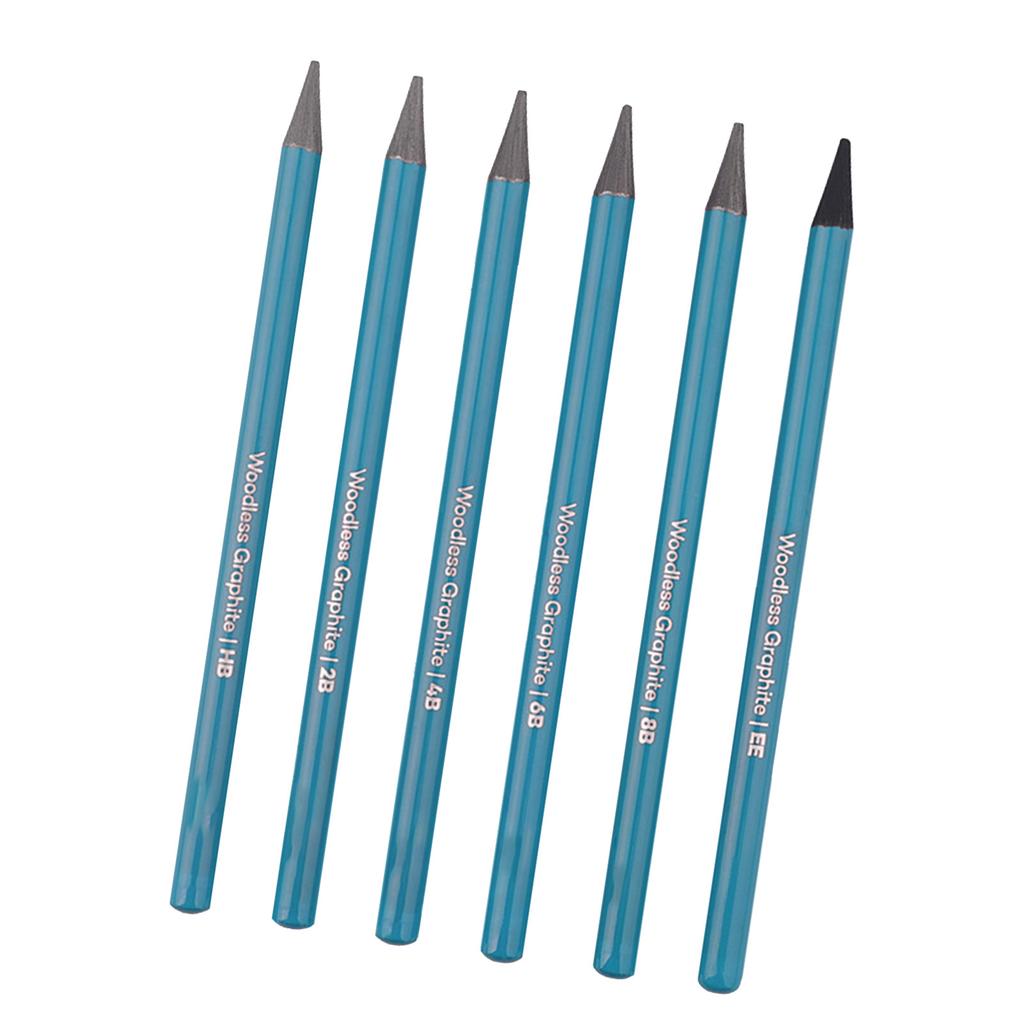 6 PCS Graphite Pencil Set HB 2B 4B 6B 8B EE Professional Woodless Graphite Pencils for Drawing