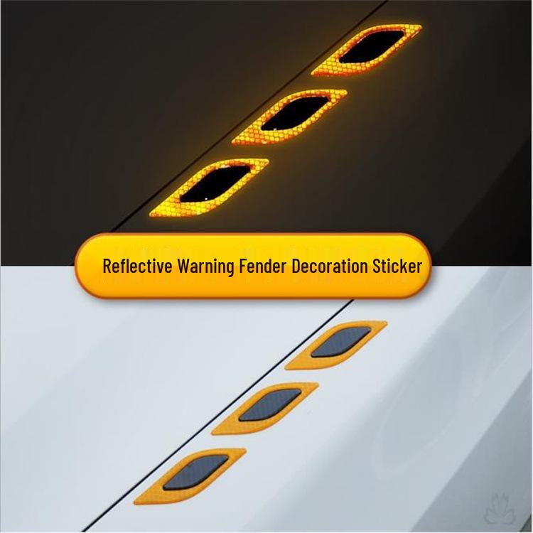 Carbon Fiber Reflective Anti-Collision Car Stickers for Doors, Fenders, and Headlights.