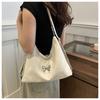 Women's Faux Leather Bucket Bag, Double Strap Butterfly Texture Shoulder Crossbody Purse, Soft Handbag with Phone Pocket