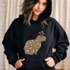 Christmas Women Hoodie Funny Cartoon Capybara Pullover Cute Casual Hoodie Crew Neck Capybara Print Long Sleeve Female Sweatshirt