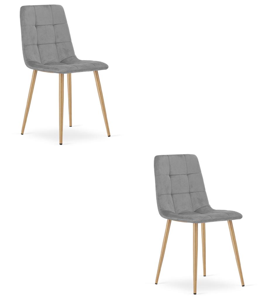 KARA chair - light grey velvet / oak legs x 2
