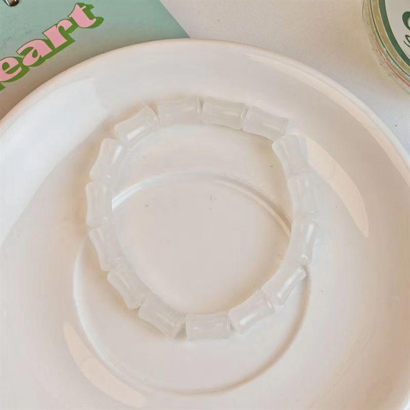 Tide Чистое Желание Костяное Кольцо Браслет с Бусинами Женский Свежий Летний Ледяной Прозрачный Прохладный Нефритовый Бамбуковый Браслет Студенческая Пластина