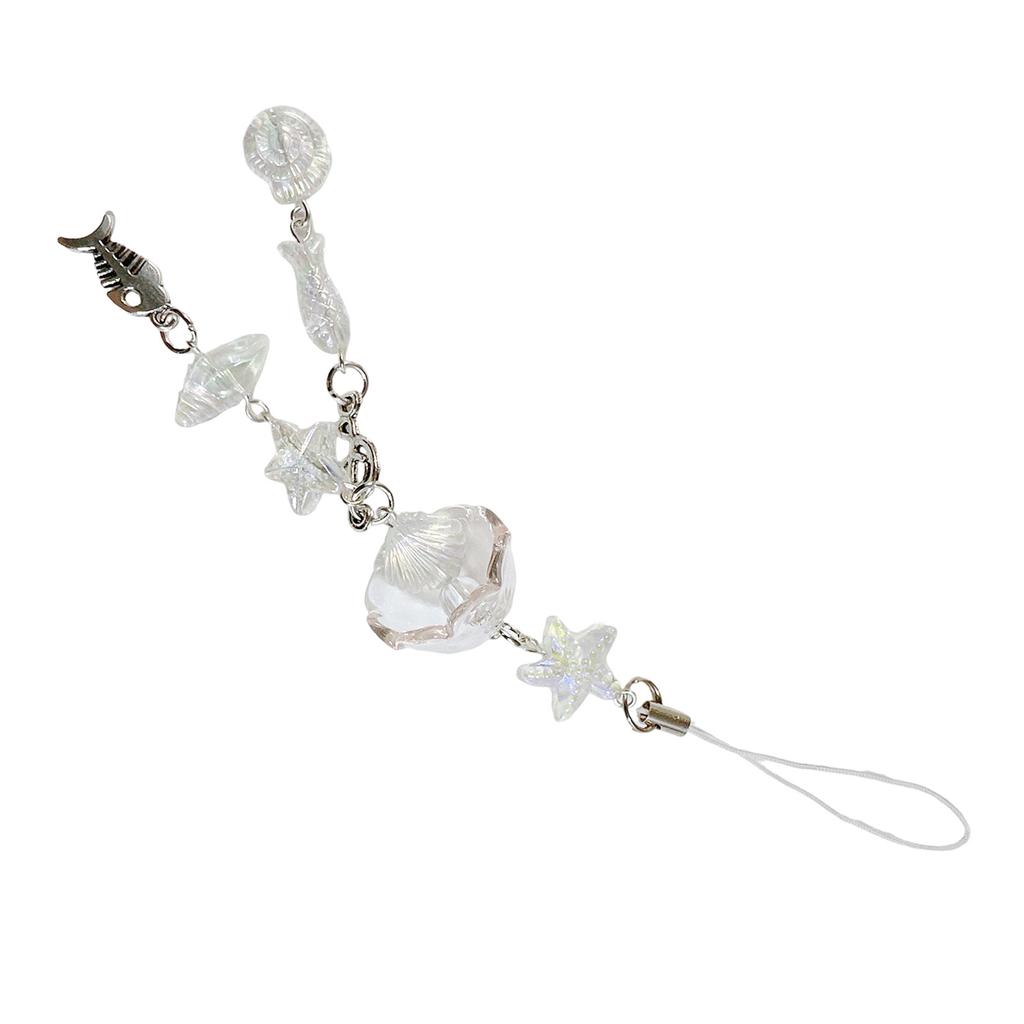 Ocean Themed Beaded Phone Charm Featuring Fish And Conch Elements Stylish Phone Lanyard For A Personalized Touch