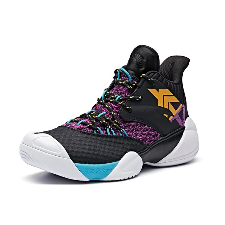 New Anta ENDLESS FIRE Shock Absorbers Slip Resistant Abrasion Resistant Mid Top Basketball Shoes Men's Yellow Purple 11931605-1