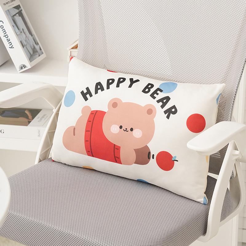 Cartoon Bear Cushion Cover With Breathable Summer Ice Silk For Office Chair And Car Seat Comfort
