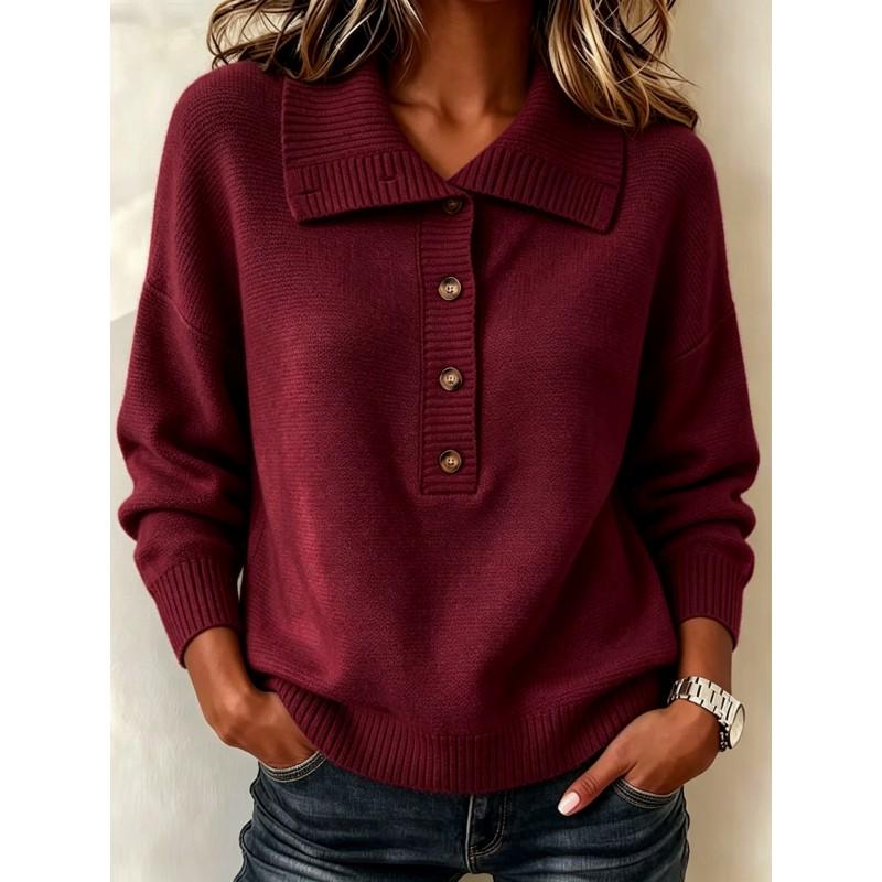 Womens Oversized Knit Sweater With Button
