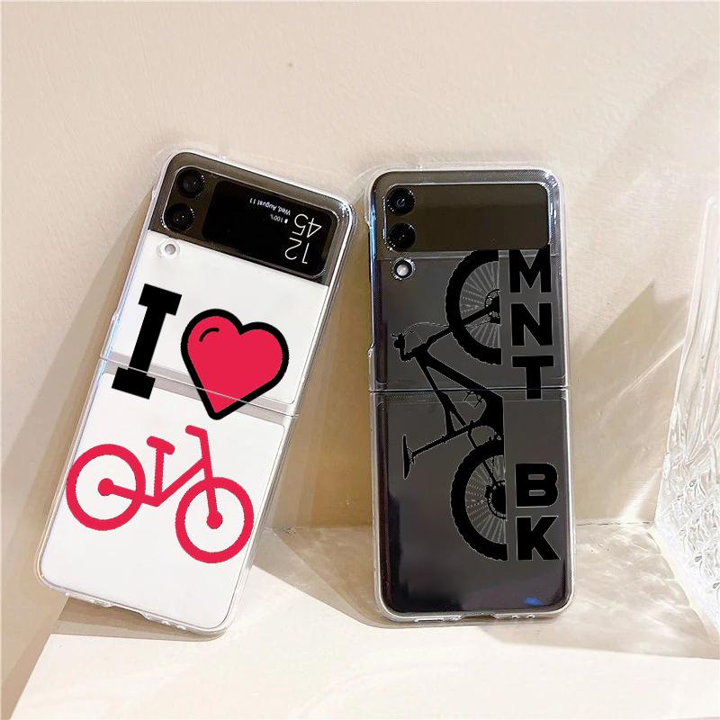Phone Case For Samsung Galaxy Z Flip 3 4 5 Hard Folding Clear PC Bumper Mountain Bike Cycling Art For Samsung Z Flip 6 Cover