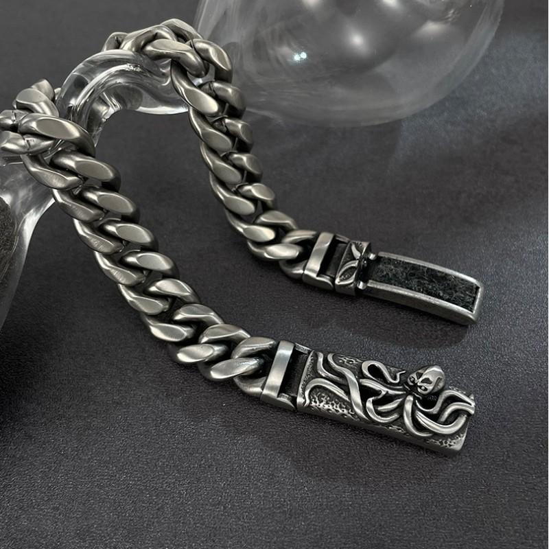 European American Trendy Octopus Skull Aromatherapy Men's Bracelet Made Of Stainless Steel Material With Long-lasting Fragrance Versatile Accessories