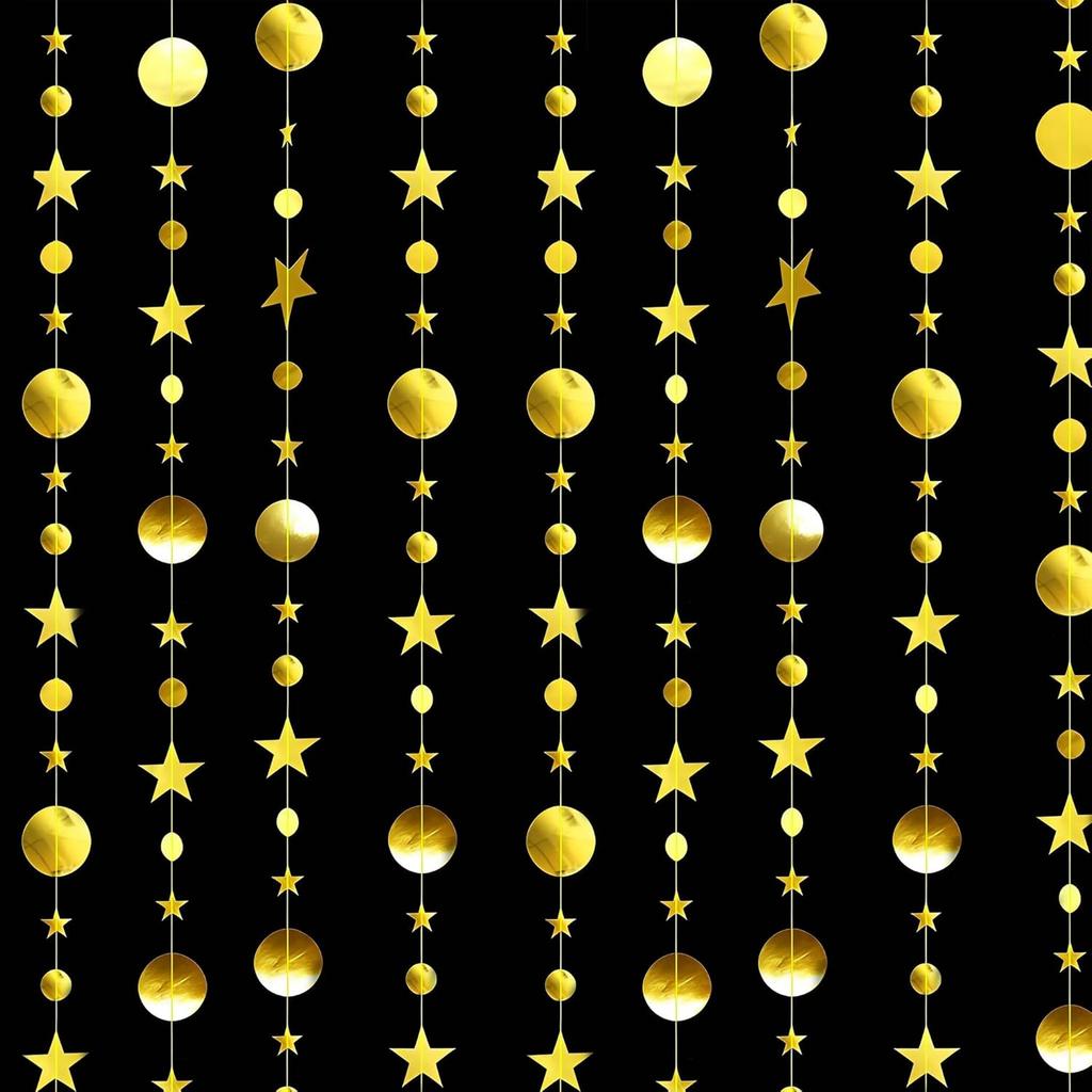 Sparkling star discs flower garlands banners decorations golden party ceilings hanging decorative ribbons birthday backgrounds baby showers New