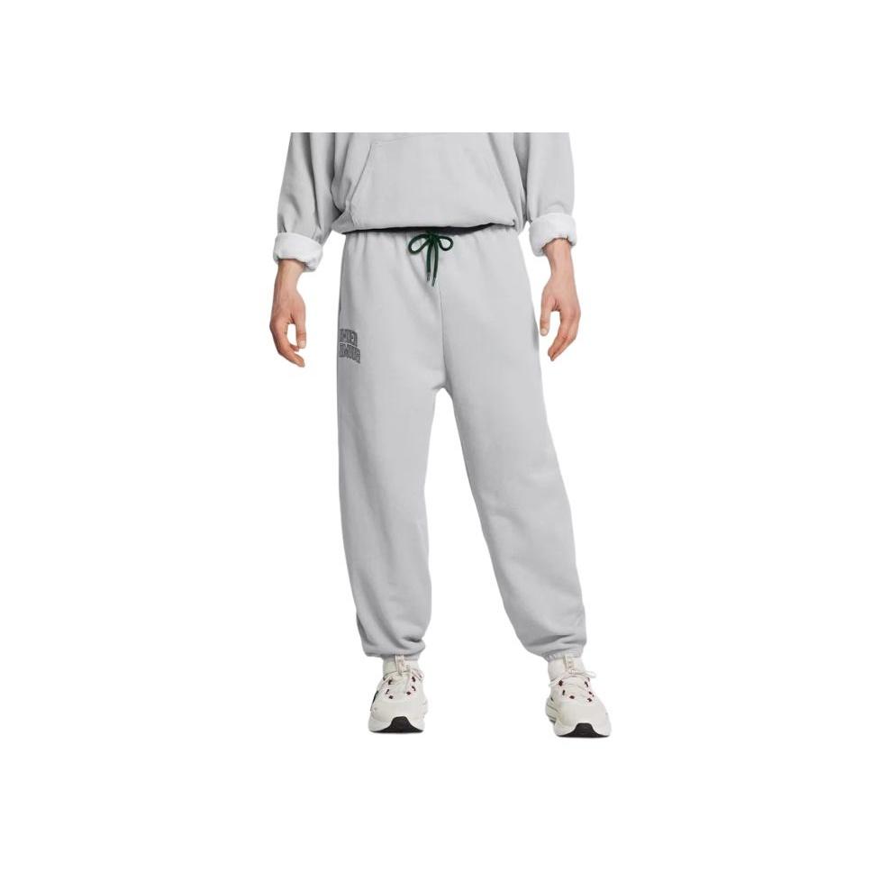 Under Armour Icon Hwt Terry Letter Print Breathable Comfortable Mid Waist Casual Pants Men Pants Light-Gray 1386551-011